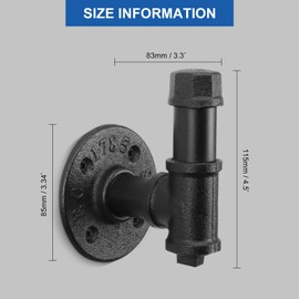 NearMoon 3 Packs Bathroom Robe and Towel Hooks for Hanging, Rustic Style Vintage Industrial Pipe Wall Mounted Hooks, Heavy Duty DIY Hardware Coat Hook for Bathroom, Kitchen (3 Inch)