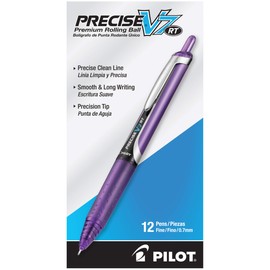 PILOT Precise V7 RT Refillable & Retractable Liquid Ink Rolling Ball Pens, Fine Point (0.7mm) Purple Ink, 12-Pack (26071)