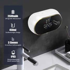Seifenspender Automatisch Wandbefestigung Schaumseifenspender Elektrischer Soap Dispenser No Touch Wandmontage Sensor Seifenschaumspender Kunststoff Küche Bathroom Schaumspender Weiß