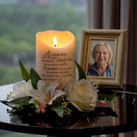 HN HAIINAA Flameless Memorial Candle, Real Wax LED Light with Remote Sympathy Bereavement Gifts for Loss of Loved One Sympathy Candles for Loss of Mother Father Mom Dad Son Remembrance Gifts (4" x 7")