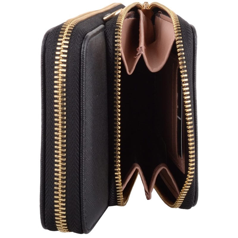 Womens Detachable Strap RFID Money Holder Dual Compartment Purse Clutch
