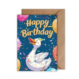 WBdesignz Birthday Card with Envelope - Goose Birthday Card Duck Happy Birthday Greeting Card (A6)