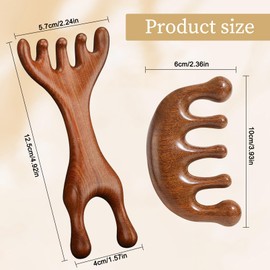 Wooden Scalp Massager Comb Set Massage Tools for Lymphatic Drainage 2 Styles Scalp Comb Wood Therapy Relaxation and Stress Relief Natural Hair Care Wooden Hair Comb