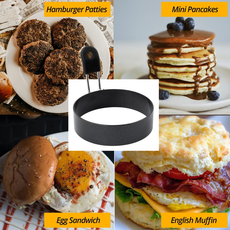 FUNUTTERS Egg Rings, 3.5'', Nonstick, Professional and Large, Stainless Steel