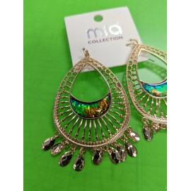 Mia Collection Gold plated multicolored crescent moon shape Dangle Earrings New