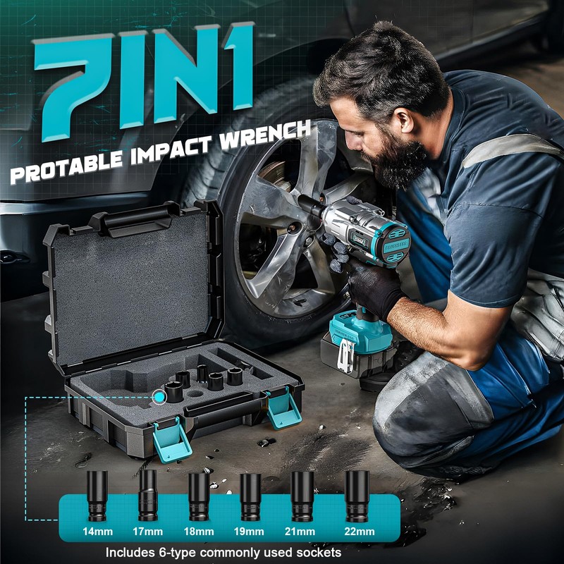 DIYtoolifz Cordless Impact Wrench 1/2 inch for Makita 18v Battery,