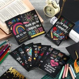 Motiskyy 50 Sets Teacher Thank You Cards Greeting Appreciation Gifts Cards Bulk with Envelopes and Stickers 4x6 Inch 10 Chalkboard Designs Teachers Day Gifts from Student for End of School Year Day