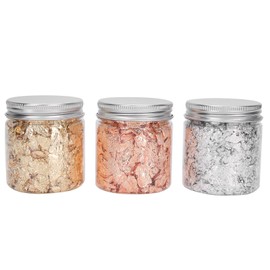 3 Bottles Golden Flakes Of Gold Flakes, Bottle Leaf Metallic Copper Flakes For Nail Decoration Gold Metallic Foil Imitation Painting Crafts Decoration (Gold, Silver, Copper)