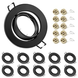 VIIIVA Set of 10 LED recessed spotlights, GU10, 230 V, swivelling round recessed spotlights, stainless steel, diameter