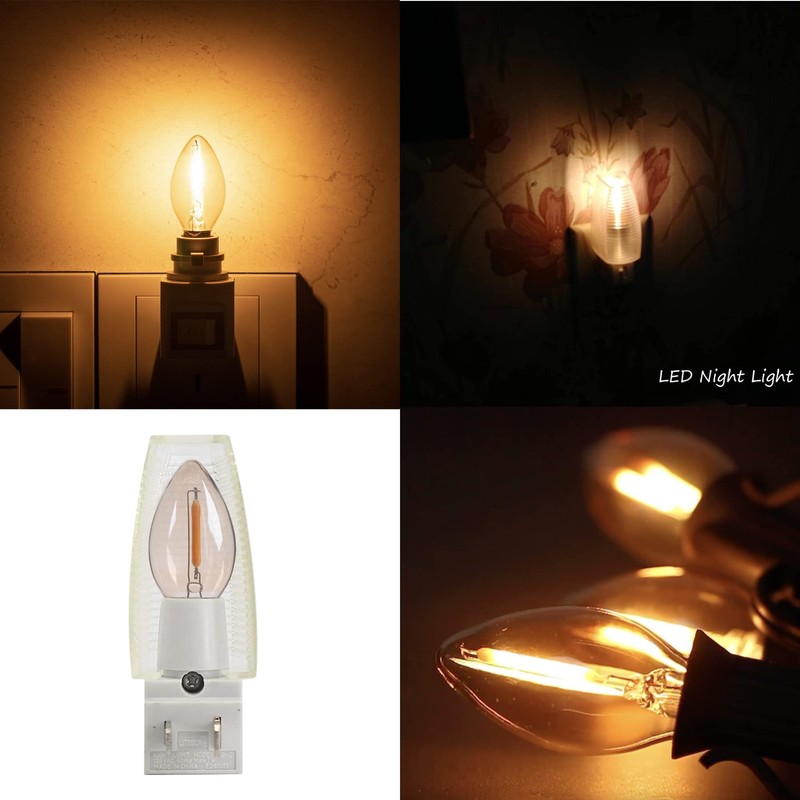 C7 LED Night Light Bulb,Classical Edison Style E12 Candle Base,