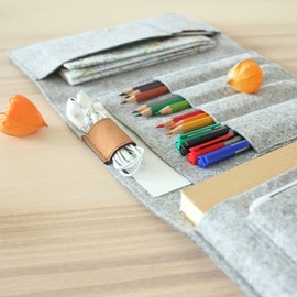 LuckySign Pencil case sketches multifunctional Pad case made felt, A5 - Gray