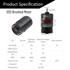 VGEBY RC Motor Brushed, 550 Brush Motor Metal High Precision Low Noise Motor Suitable for TRX 4 RC Vehicle Model (12T) Model Toy Accessories