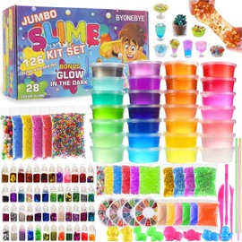 BYONEBYE 126 Pcs DIY Slime Making Kit for Girls Boys - Birthday Idea for Kids Age 5+. ...