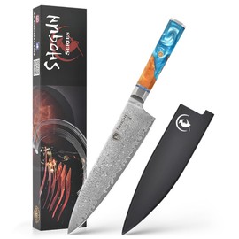 Nordic The New Shogun Series Professional 8-inch Chef Knife, 67-Layer Folded Damascus Super Steel, VG-10 Core, Rockwell 60±2 Hardness, Wood and Resin Handle, Magnetic Sheath.