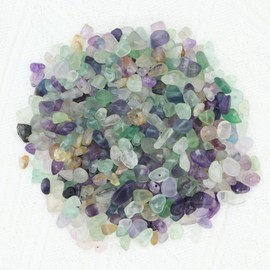 Topzora Beads for Bracelets Coloured Fluorite 400 Pieces Irregular Crystal Stone Beads, 5-8 mm, with 2 Metre Cord for Threading Bracelets Necklaces Earrings Jewellery Making Crafting