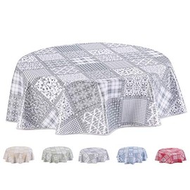 Home Direct Round Oilcloth PVC Wipe Clean Tablecloth Table Cover 140cm 55" Light Grey