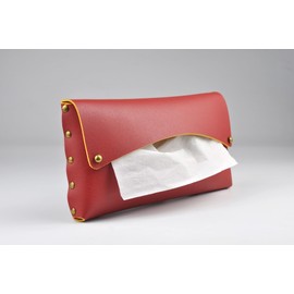 THINGIS Car Tissue Holder, Tissue Case for Sun Visor, PU Leather Backseat Napkin Holder with Clips (Red)