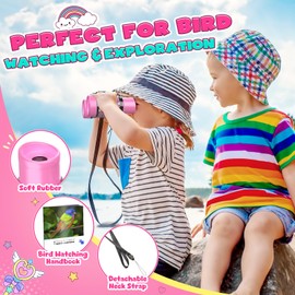 Unicorn Binoculars Toys for Kids 3 4 5 6 Year Old Girls Toddlers Pink Binoculars Toys Bird Watching Outdoor Camping Adventure Telescope Toy Easter Birthday Gifts for Girl Kid Toddler Ages 3-5 4-6