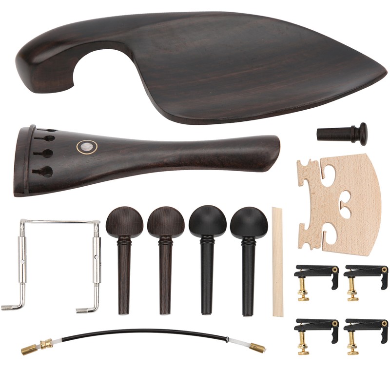 4/4 Violin Parts Tailpiece Ebony Tuning Pegs Chinrest Endpin Tuners