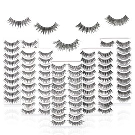 MUSELASH 50 Pairs 5 Styles Muslash False Eyelashes Set Professional 100% Handmade Natural Glamorous Demi Wispy Volume Multipack Cotton Band 10 Pairs Each 50 Pairs / 50쌍 5가지 스타일 머슬래시 인조 속눈썹 세트 전문가용 100% 핸드메이드 내추럴 글래머러스 데미 위스피 볼륨 멀티팩 코튼 밴드 10쌍 각각 50 Pairs