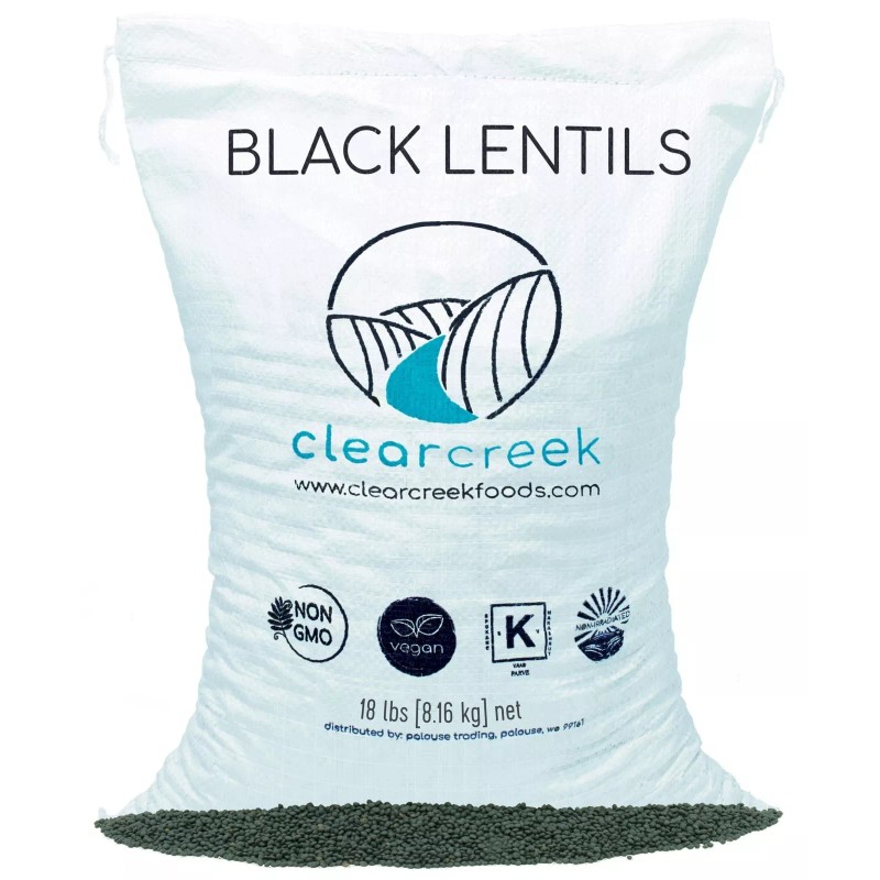Clear Creek Black Beluga Lentils, Dry, 18 LBS