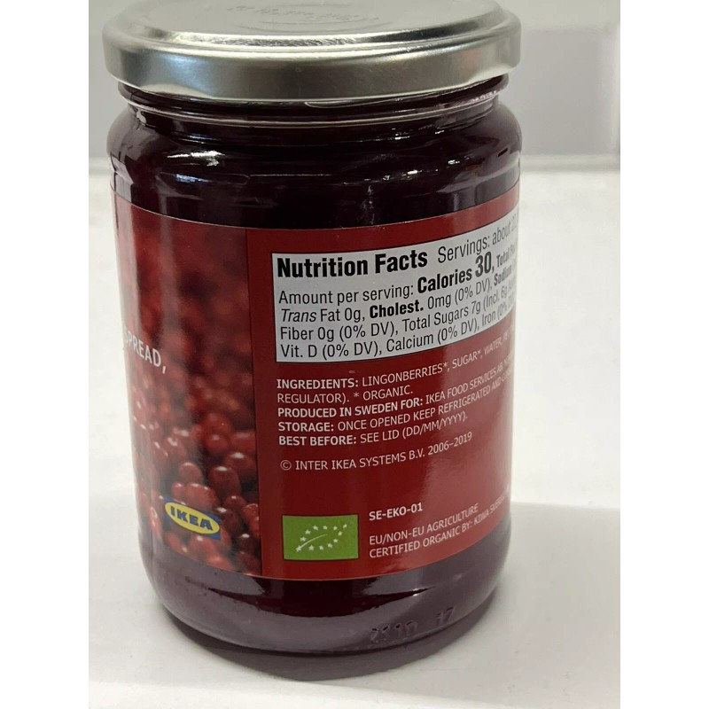 IKEA LINGONBERRY SPREAD SYLT LINGON 14.1 ozFRUIT ORGANIC! Delicious,Holi