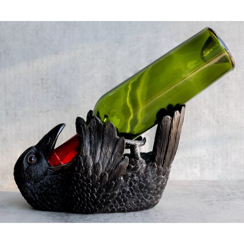 Ebros Macabre Potion Raven Crow Mystical Wine Bottle Holder Figurine