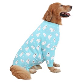 HDE Dog Pajamas One Piece Jammies Jumpsuit Pet Clothes Outfit Stretchy Lightweight Comfy Shirt Pjs for M-3XL Dogs Sleepy Polar Bears - 2XL