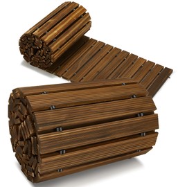 Coperat 8FT Wooden Garden Pathway,Outdoor Roll Out Decorative Straight Walkway,Weather-Resistant Patio Path,Non-Slip Pavers Boardwalk for Garden, Backyard, Beach, Wedding Party Pathways