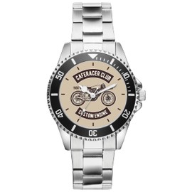 KIESENBERG Men's Watch Cafe Racer Club Motorcycle Biker Retro Fan Watch Gift Analogue Quartz Metal Strap Watch 21250, black, Bracelet