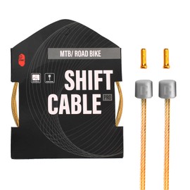 1.2 X 2100mm Bike Gear Cable for Shimano/SRAM Universal Brake Shifter Derailleur Cable Set for Bicycles MTB Mountain Road Bike Pro Slick Polished High Precision Grinding Standard Inner Gear Wire Gold