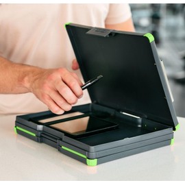 Dexas Duo Clipcase, Double Sided Clipboard Design, Portable Clipboards 13”x10” Gray/Green, Combine Style and Functionality Office Supplies for Nursing, School, Work, Trades, Home Office