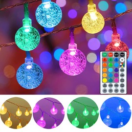 Mocalido 50ft Color Changing Globe String Lights Indoor, Bedroom Hanging Lights 75 LED USB Powered for Kids Girls Room with Remote Control, Colored Ball Lights for Classroom