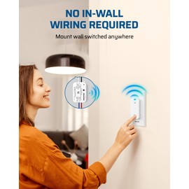 DEWENWILS Wireless Light Switch and Receiver Kit 15A Hight Power Remote Light Switch, No in-Wall Wiring 100FT Range Wall Switches for Lamps, Fan, Lighting Fixture, Programmable, 1 Remote