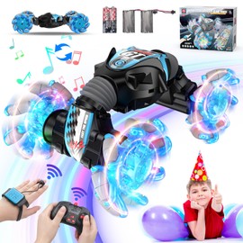 Gesture Sensing RC Stunt Car, 360° Rotating 4WD Transform Twist Cars Remote Control Car with Lights Music, 2.4GHz Hand Controlled RC Car Drift Car Birthday Xmas Gifts for Kids Age 6- 15 Years Old