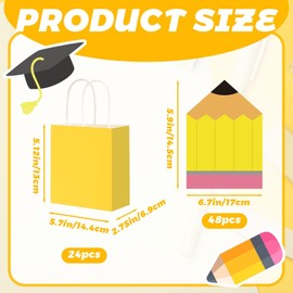 Denylo pro 24 Pack Back to School Pencils Paper Bag Reusable Pencils Container with Handle for Graduation Gift Back to School Party Graduation Party Favor