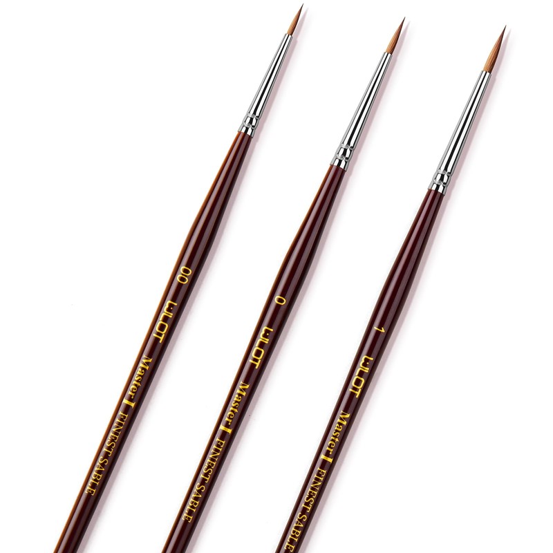 Kolinsky Sable Fine Detail Paint Brushes - 3pcs Detail Paint