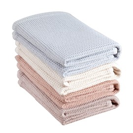 PY HOME & SPORTS Dish Towel Set, 100% Cotton Waffle Weave Kitchen Towels 4 Pieces, Super Absorbent (17 x 25 Inches, Set of 4)