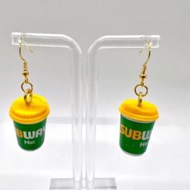 Handmade Subway Cup Earrings - Mini Brands Earrings - Fast Food Earrings