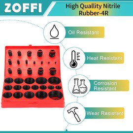 ZOFFI 419 PCS Nitrile Rubber O Ring Assortment Kit, Metric Oring Kit - Universal Size from Ø3mm to Ø50mm Made of Nitrile Rubber Ideal for Shower Plumbers Hydraulic etc.
