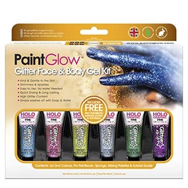 PaintGlow, Glitter Body Gels Box Set, Pack of 6