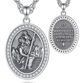 CELESTIA St. Christopher Necklace Sterling Silver Pendant Religious Catholic Christians Gift Unisex