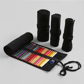 Healifty Estuche Enrollable De Lona Para Lápices De Dibujo Con 72 Ranuras Organizador Portátil Con Cierre De Cordón Para Bolígrafo Pinceles Marcadores Arte