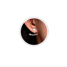 Atentuyi Mini Crystal Stud Earrings Silver Sparkly Cz Ear Jacket Cluster Ear Climbers Curved Bar Ear Crawlers Wedding Earrings Front Back Rhinestone Bridal Earrings Jewelry for Women Girls