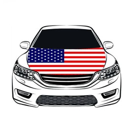 America USA US Car Hood Cover, USA Flag 4x5ft Car Bonnet Banner, Universal Fit, Elastic Polyester, Stretchable, Patriotic US Automotive Hood Covers, Patriot Gifts…