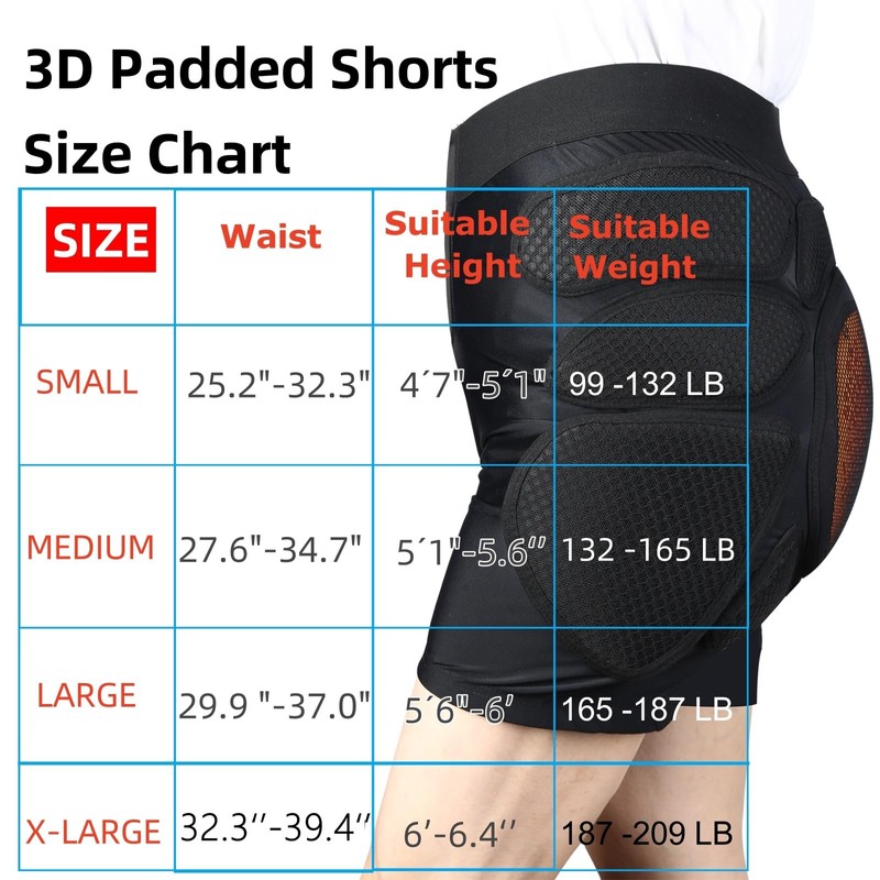 Protective Padded Shorts Crash Pad, PU Hip Butt Pads Impact