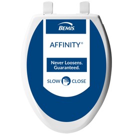 BEMIS 1200E4 390 Affinity Toilet Seat will Slow Close, Never Loosen and Provide the Perfect Fit, ELONGATED, Plastic, Cotton White