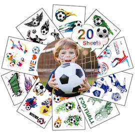 Children's Tattoos, 20 Sheets Temporary Tattoos, Children's Football Temporary Tattoo Stickers, Waterproof Children's Tattoos, Cartoon Tattoos Sticker Set for Boys Girls Children's Birthday Party Bag