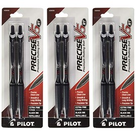 Pilot Precise V5 RT Retractable Rolling Ball Pens, Extra Fine Point, Black Ink, 6 Pens