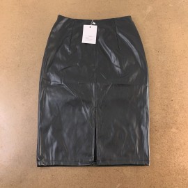 RAMISU Women's Medium Black Faux Leather High Waist Front Split Pencil Skirt NWT